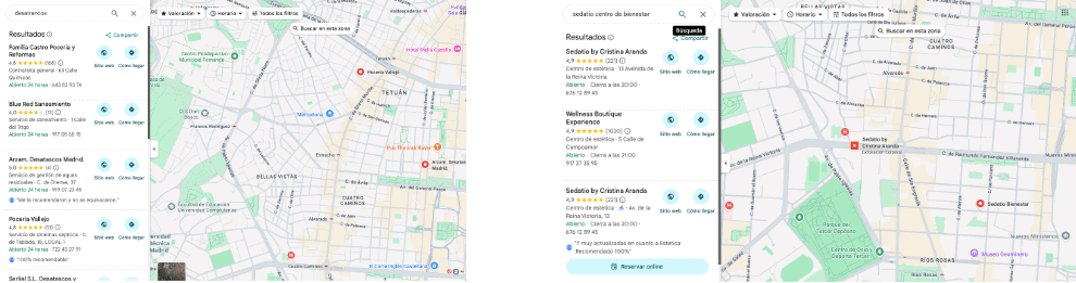 Mapas con búsqueda de desamancos y centros de bienestar