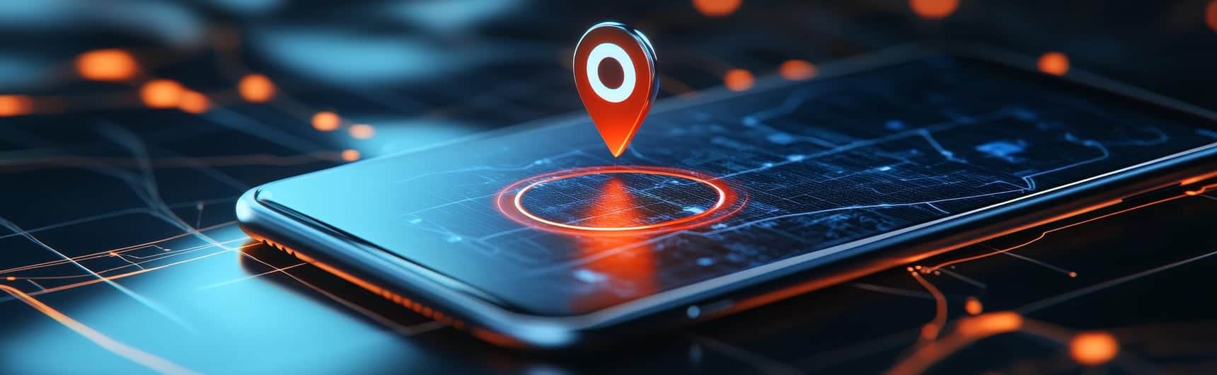 Mapa GPS en móvil con marcador de ubicación