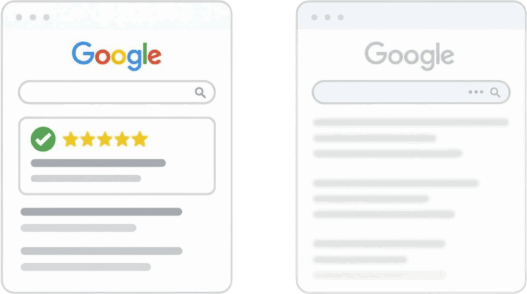 Resultados de búsqueda con valoraciones en Google