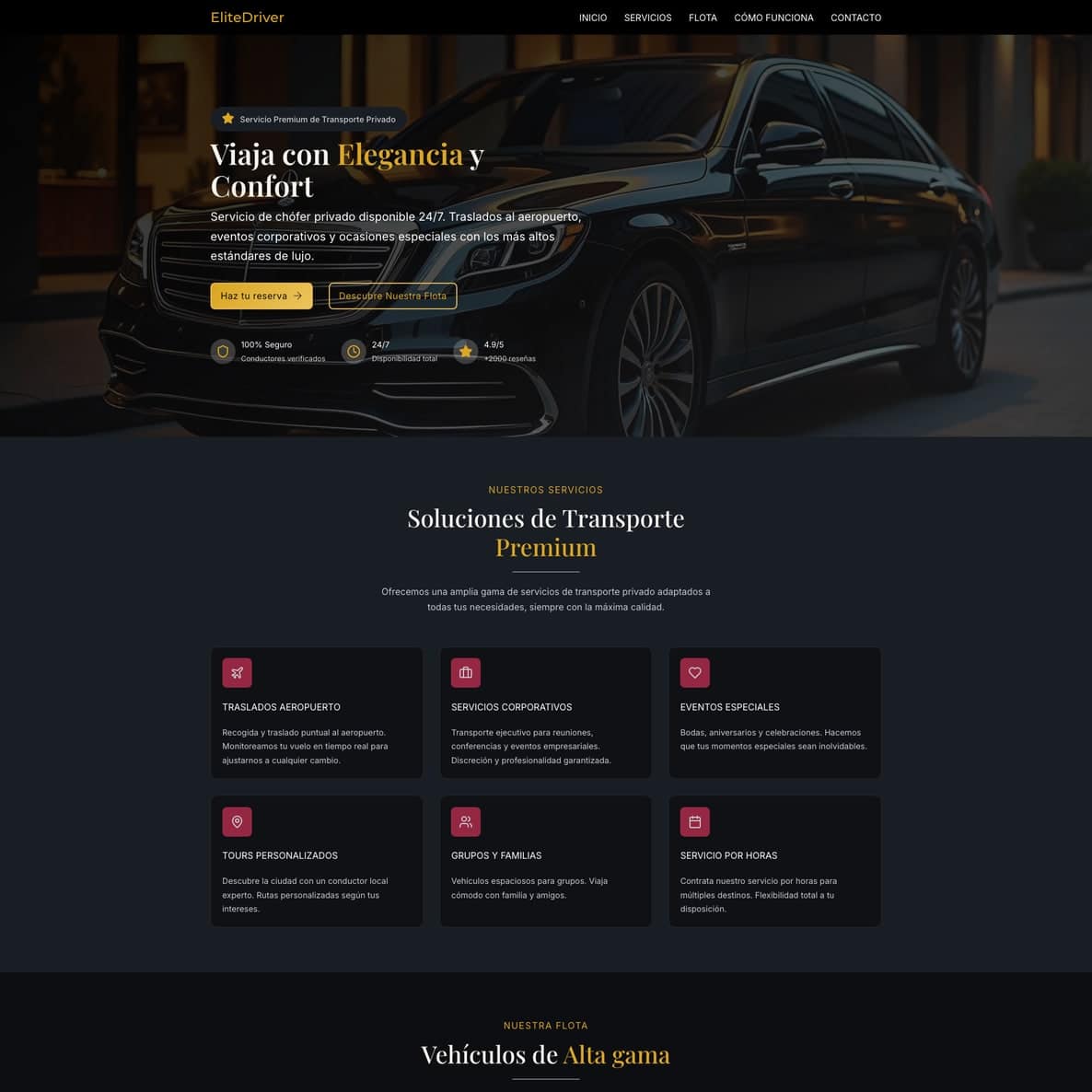 Servicio premium de chófer y transporte privado de lujo
